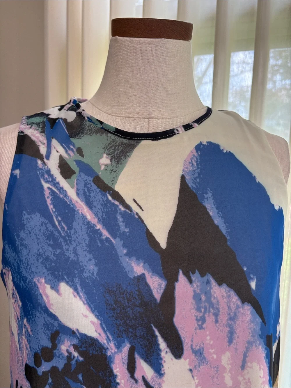 Just...Taylor watercolor Floral Print shift chiffon Dress sleeveless mini Large - Picture 3 of 10
